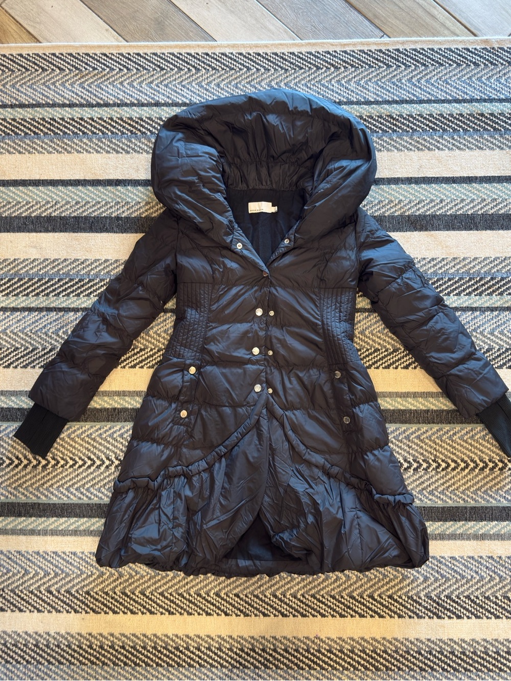 Karen Millen Black Quilted Hooded Puffer Coat